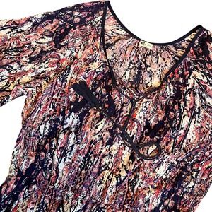 KUT from the Kloth Abstract Print Tassel Tie Dress Made in USA‎ Lightweight XL